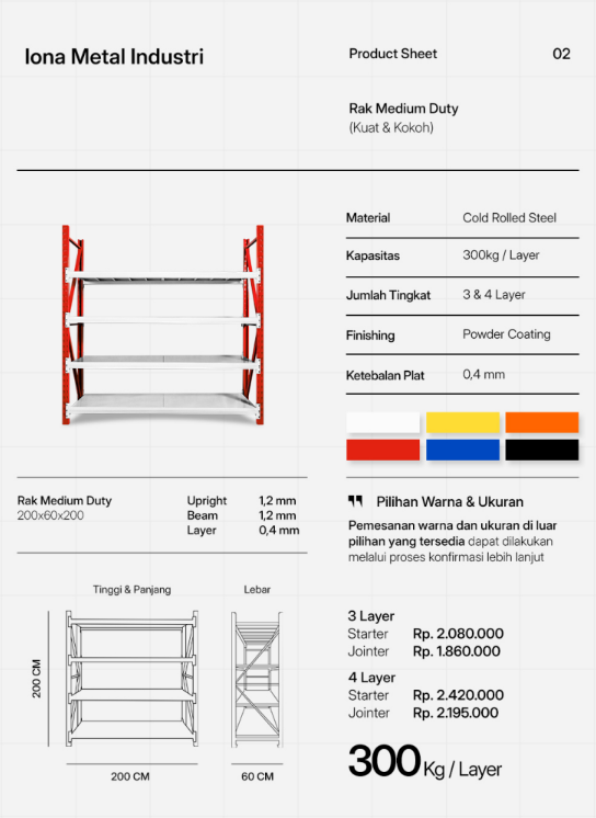 Medium Duty Racking untuk penyimpanan barang beban menengah